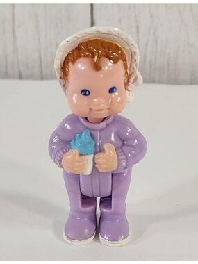 1994 FISHER PRICE DREAM DOLLHOUSE PURPLE BABY BLUE BOTTLE BONNET BOY GIRL INFANT